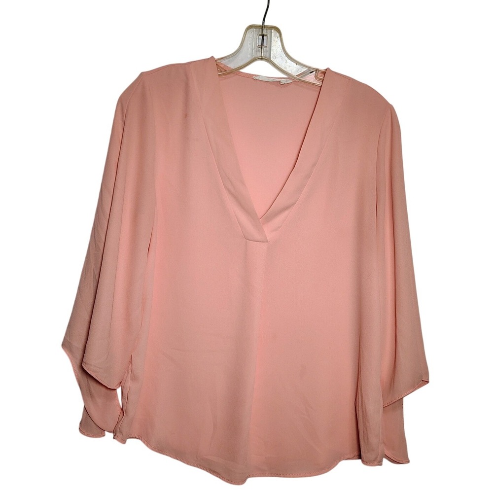 Lush Womens Top Size S Salmon Pink V‎ Neck Batwing Sleeve Blouse